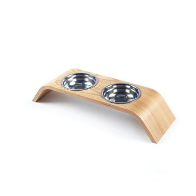 China Sustainable Factory Drop Shipping Wooden Pet Bowl Rack For Cats And Dogs for sale