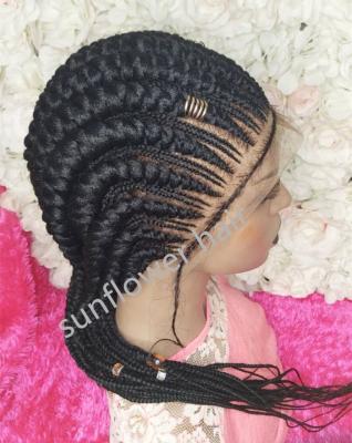 China Braids Wholesale Glueless Lace Frontal Braids Wig Kontless Glueless Braids Wig For Black Women for sale