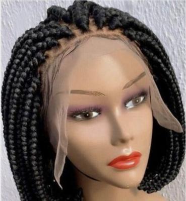 China Wholesale Braided Wig Short 13*6 Lead Style Box Braids Synthetic Lace Front Wig Braided Hair Wig For Black Women for sale