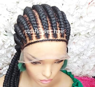 China Wholesale Micro Swiss Braid Lace Wig Long Braids Knotless Full Lace Hair Wig Box Braid For Black Women for sale