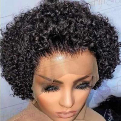 China Pixie cut short curly pixie cut lace front wig human hair wig brazilian remy curly virgin hair wigs cheap pixie cut for sale