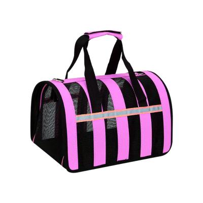 China Outdoor Temperature Control Dog Bags Cat Carrier Bag Breathable Easy Copy Colorful Handbag Carry Pet Bag Pet Travel Pet Nylon Stripe Cages for sale