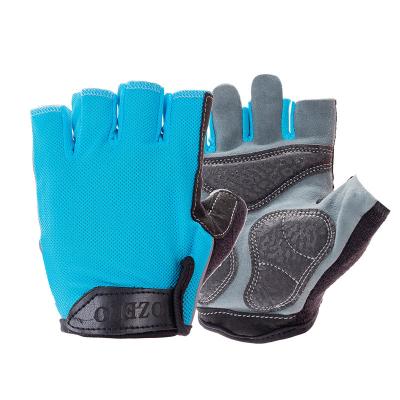 China 2021 New Design Unisex Half Finger SportsGloves With Logo Design Custom Synthetic Deerskin Weightlifting Leather CyclingGloves Gym for sale