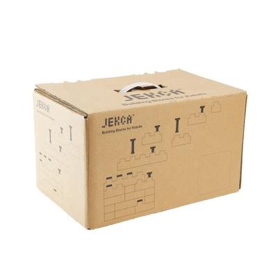 China Recyclable Custom Recyclable Kraft Paper Cuboid Panel Boxes Corrugated Packaging Gift Box With Handle For Household Products for sale