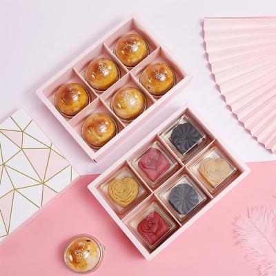 China Recyclable Collapsible Food Paper Boxes Moon Cake Donut Egg Chocolate Cookie Tart Packaging Gift Box With Dividers for sale