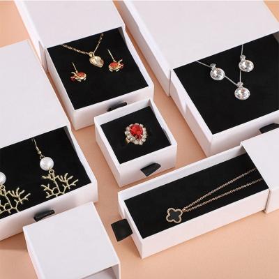 China Customized Printed White Recyclable Cardboard Paper Packaging Slide Out Box Ring Earrings Jewelry Bracelets Gift BoxesCustomiz Drawer Match for sale