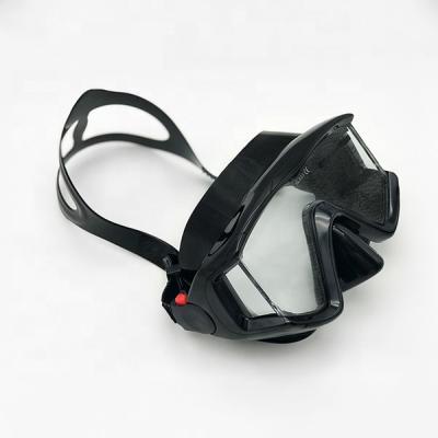 China Water Sports Snorkeling Wide Face Mask Anti Fog Black View Swimming Mask for sale