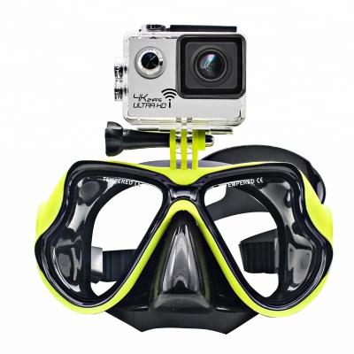 China Lightweight 180 Wide View Camera Mount Scuba Diving Mask With Silicone Strap for sale