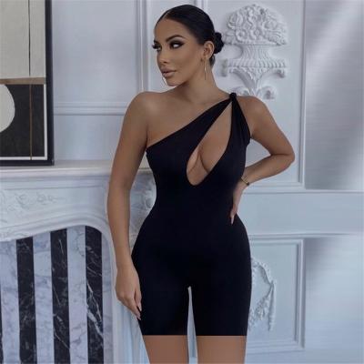 China Summer Solid Jumpsuit One Shoulder QUICK DRY Cutout Sleeveless Jumsuits For Women for sale