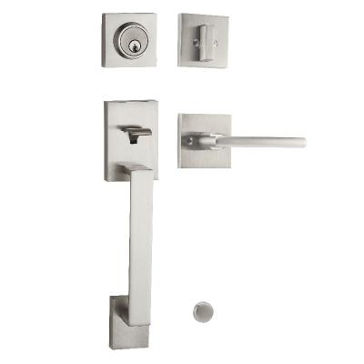 China Modern Exterior Single Cylinder Deadbolt and Lock Front Entry Handles Handle Set for sale