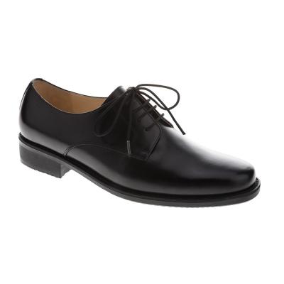 China Classic Flat Black Genuine Leather Men Stylish Shoes for sale