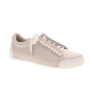 China CUSHIONING feminine pearl and rivet upper genuine leather women casual shoes for sale