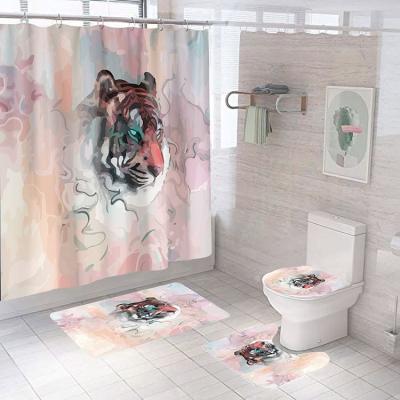 China Fashion Stocked Custom Design Digital Printed Shower Curtain For Wholesale Bathroom Bathroom Curtain for sale