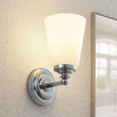 China Simple European Style Bell Frosted LED Wall Lamps Indoor Glass Swing Arm Led Wall Lamp for sale