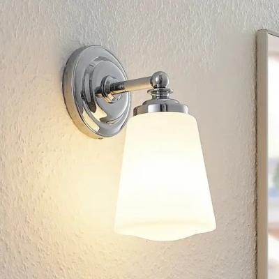 China Simple Modern Vanity Mount Light Home Wall Lamp 1 Brushed Nickel With Frosted Glass Bell Sconce Wall Lamp for sale