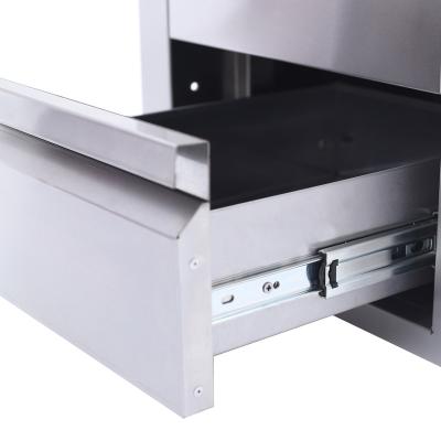 China Corrosion Resistance (RTS) 17 Inches Stainless Triple Drawer BBQ Grill Accessories For Outdoor Cooking for sale