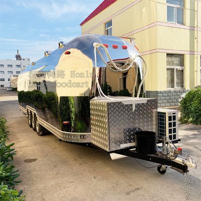 China Mobile vegetable processing plant 28ft mobile fast food trailer food truck with generator 8m used food truck for sale for sale