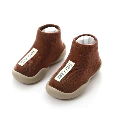 China Breathable Hot Sale Baby Shoes First Walkers Toddler Girl and boy Kids Soft Rubber Sole Unisex Anti-slip Knit Sock Baby Shoe for sale