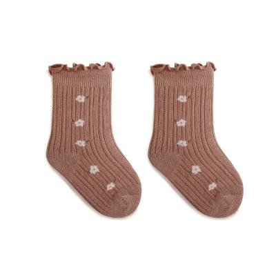 China Sporty Wholesale new combed cotton girl socks baby princess socks cute lace wave dot cherry baby socks for sale