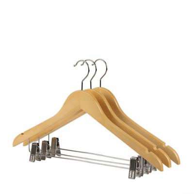 China Modern Factory Direct Hotel Household Custom Cheap Price Solid Wood Hanger Suit Coat Clothes Wooden Hanger With Clip for sale