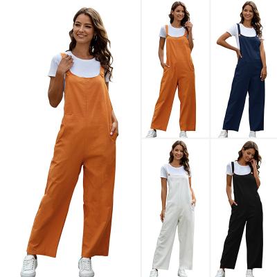 China 2021 New Arrival Anti-wrinkle B1536 Hot Selling European and American Women's Casual Long Pants Suspenders Women's Pants Rompers Retro for sale