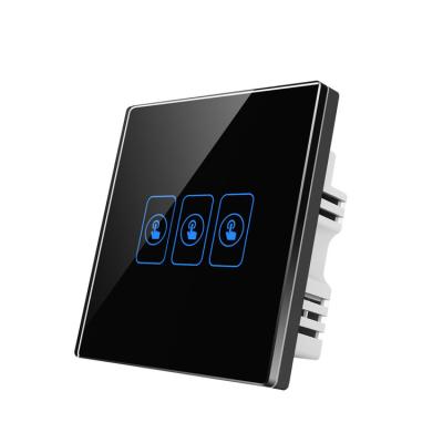 China Wall Touch Smart Wifi Hotel Smart Home Lamp Switch Guang Black Glass Panel Hotel App 1/2/3/4 App Remote Control and Touch Control Glass Switch for sale