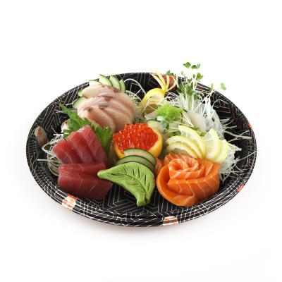 China 2020 Hot Sale High Quality Round Shape Disposable Take Away Plastic Disposable Sushi Tray With Lid for sale