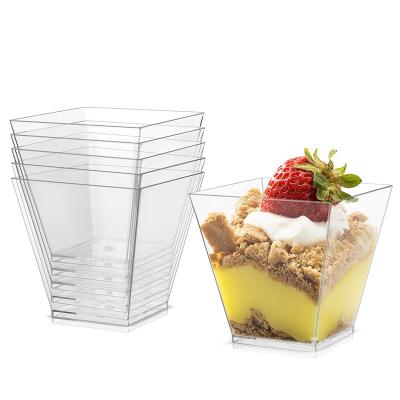 China Europe Disposable Plastic Mousse Cups - Factory Wholesale Single Wall 200ml Square Pack For Dessert - 500pcs Jelly Set for sale