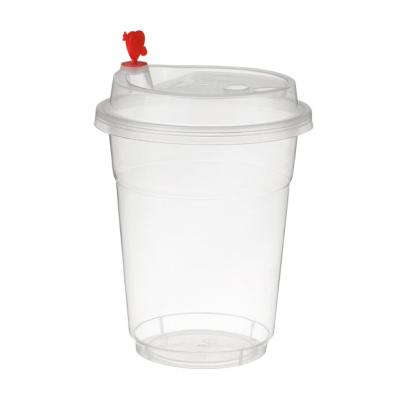 China Europe-pack 450ml pp plastic cups single wall transparent disposable plastic milk tea cup juice with lid for sale