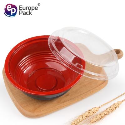 China Wholesale Microvavable Plastic Viable Chinese Supplies PP Red And Black Bowl Noodle Soup for sale