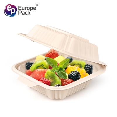 China Food Grade Biodegradable High Quality Cornstarch Clamshell Disposable Box for sale