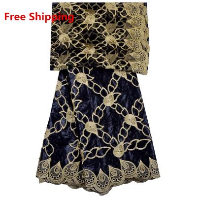 China Viable 1302 5 Yards Black Bazin Riche Fabric And 2 Yards Tulle Lace High Quality Africa Lace Fabric for sale