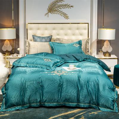 China Nondisposable Wholesale Custom Made European Luxury Satin Romly Style Hotel Sets Of Jacquard And Silk Home Bedding Sets for sale