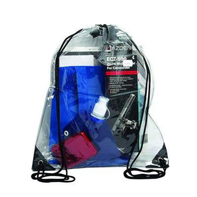 China Promotional PVC Clear Waterproof Webbing Bag Transparent Drawstring for sale