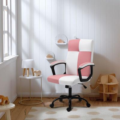 China (Size)Adjustable Cute White And Pink Task Chair Faux Leather Swivel Controllers Design Computer Chair for sale