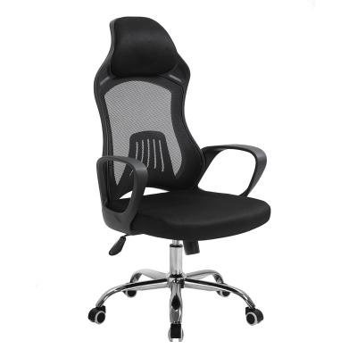 China Adjustable Height Swivel Height Adjustable Task Chair Seat Headrest Armrest Lumbar Support Caster Wheels Black Secretary Office Chair for sale