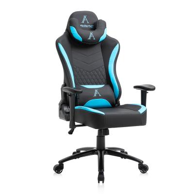 China Best Adjustable Blue Ergonomic Gaming Chair Reclining (Height) Office Chair With Adjustable Armrests And Head Pillow for sale