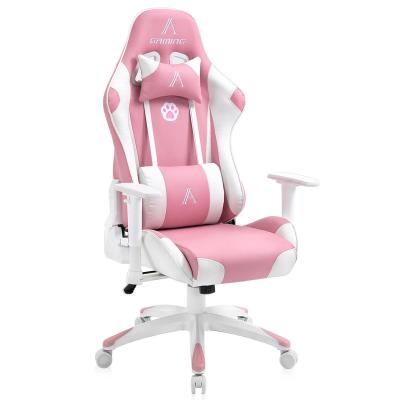 China (Height)Rose Leather Ergonomic Style Gaming Chair Swivel Adjustable Back High Reclining PU Computer Chair With Headrest And Lumbar Support for sale