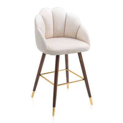 China Modern White Modern Luxury Elegant Upholstery Velvet Dining Chair With Gold Wood Legs For Bar for sale