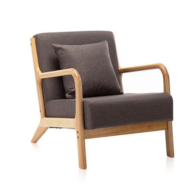 China Contemporary Accent Chair Modern Living Room Fabric Armchair For Bedroom Sofa Lounge Simple Wood Chairs With Sturdy Wood Frame for sale