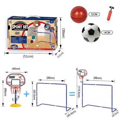 China Plastic Outdoor Toys Aiming Playset 2-in-1 Basketball and Football Gate Stand Outdoor Sports Game Toys Outdoor High Quality Goals for Kid for sale