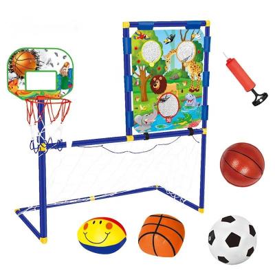 China Plastic Multifunctional 3 in 1 Basketball Soccer Sports Throwing Game Toys Soccer Goal Post for Kids for sale