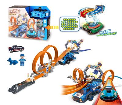 China Slot Toy Fire Truck Container Police Car Track Racing Game Assembled Eject Car Toy for sale