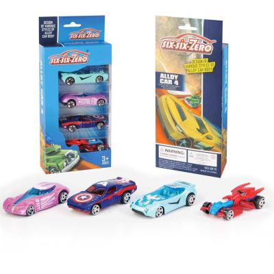 China Sports Car Random Color Alloy Toy 4pcs Suit Boy Inertia Die-Cast Car Model Toy for sale