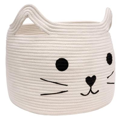 China Large sustainable woven cotton rope storage basket, laundry basket and gift basket for sale