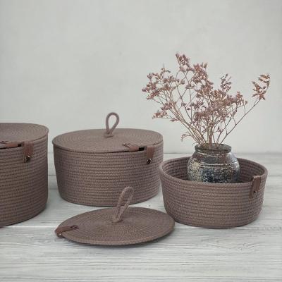 China Cotton Rope Plant Basket Woven Decor Plant Basket Sustainable Home Plant Basket With Handles for sale