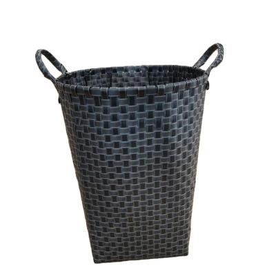 China Modern basket with handle - black washed handwoven pp belt basket or pp storage box for sale