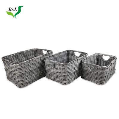 China Sustainable New Plastic Rattan Eco - Friendly Laundry / Food / Storage Basket for sale