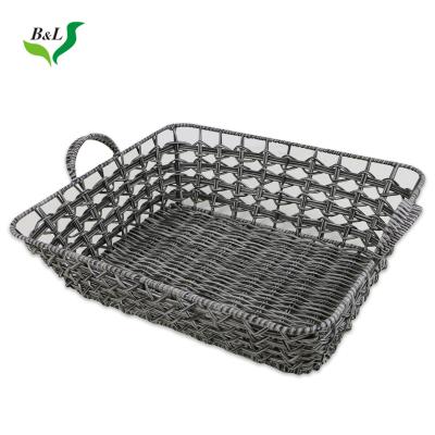 China Sustainable PE Rattan Storage Basket Vegetable Plankton Bamboo Bread Basket for sale