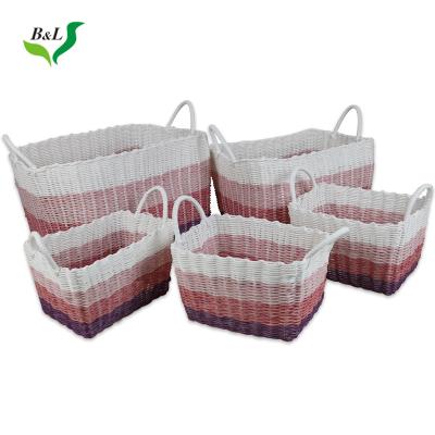 China Viable Fabric Folding Storge Basket Organizer with Carry Handles Stackable Custom Fruit Picnic Basket for sale